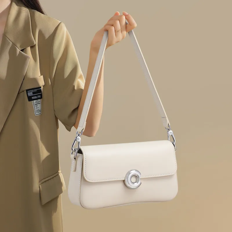 MILLIE'S Cow Leather Patchwork Synthetic Leather Shoulder Bag Crossbody Bag Regular Women's Silver/Milk White-7