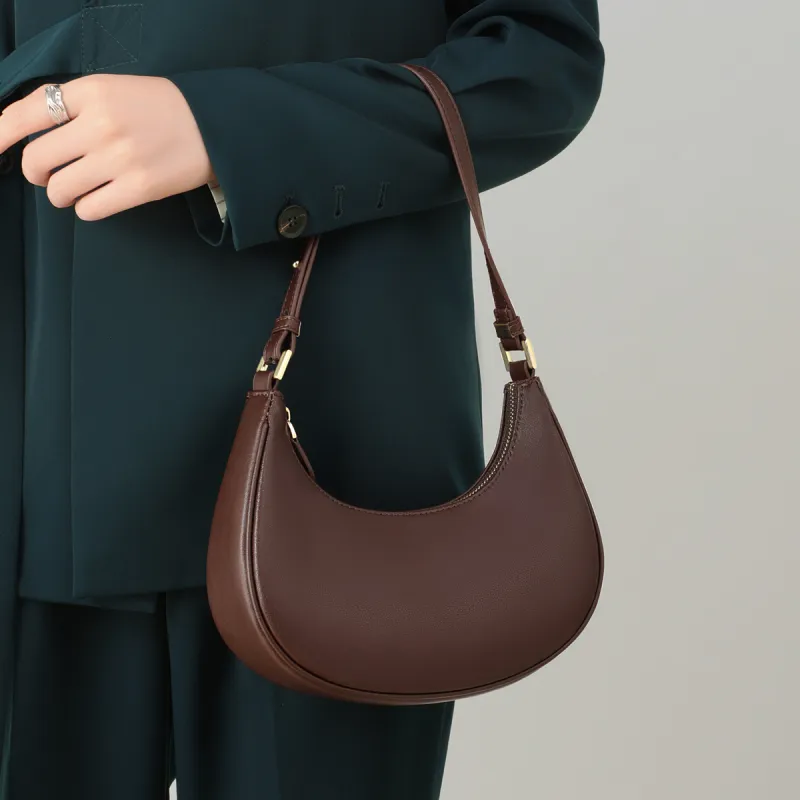 MILLIE'S Cow Leather Crescent Baguette Bag Handbag, Shoulder Bag Regular Women's Russet-3