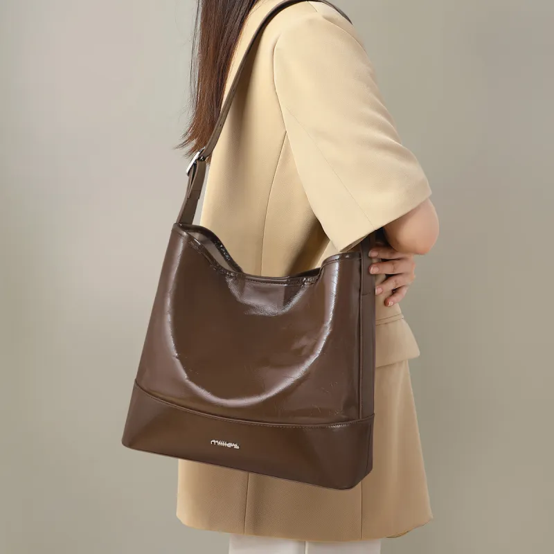 MILLIE'S Cow Leather Handbag Shoulder Bag Hobo Bag Tote Regular Women's Brown-2