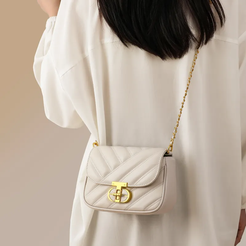 MILLIE'S Cow Leather Commute Small Square Bag, Shoulder Bag, Crossbody Bag Regular Women's White/Black-1