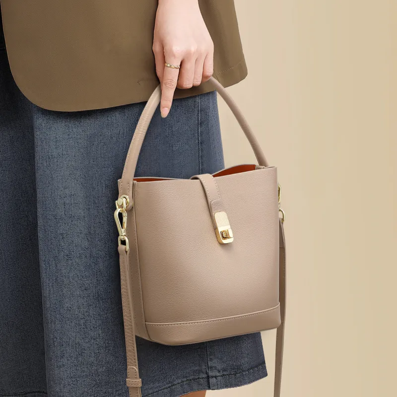 MILLIE'S Cow Leather With Synthetic Leather Handbag, Shoulder Bag, Crossbody Bag, Bucket Bag Regular Women's Pink-1