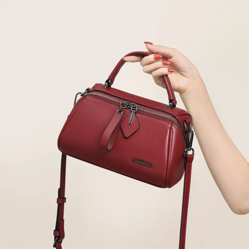 MILLIE'S Cow Leather Handbag, Shoulder Bag, Crossbody Bag, Boston Bag Regular Women's Black/Burgundy/Khaki-7