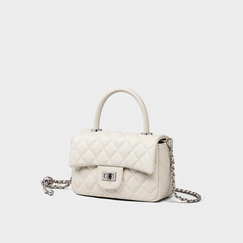MILLIE'S Cow Leather With Synthetic Leather Handbag, Shoulder Bag, Crossbody Bag Regular Women's Ecru-2