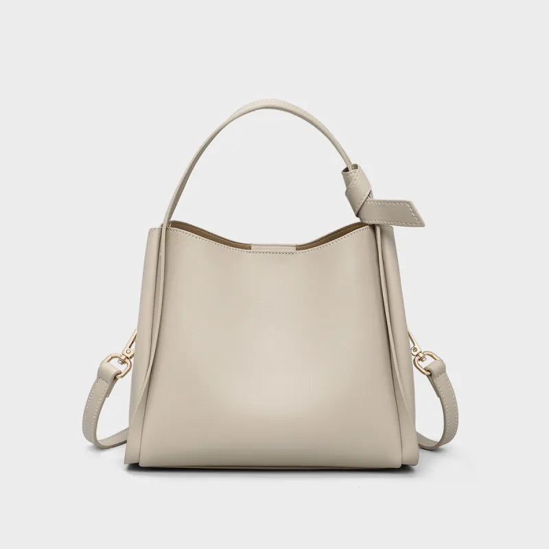 MILLIE'S Cow Leather Shoulder Bag, Crossbody Bag, Handbag Regular Women's Light Apricot/Gray White-11