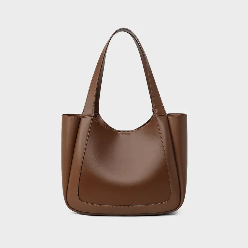 MILLIE'S Cow Leather Portable Underarm Shoulder Bag, Tote Bag, Shopping Bag Regular Women's Brown-4