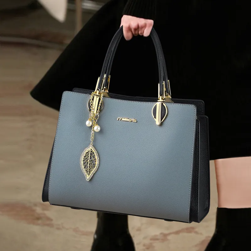 MILLIE'S Cow Leather Handbag, Underarm Shoulder Bag, Crossbody Bag, Tote Regular Women's Blue-2