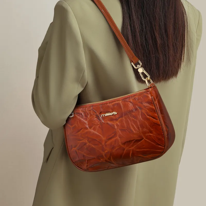 MILLIE'S Cow Leather Crossbody Bag Handbag Shoulder Bag Small Size Women's Black/Brown-7