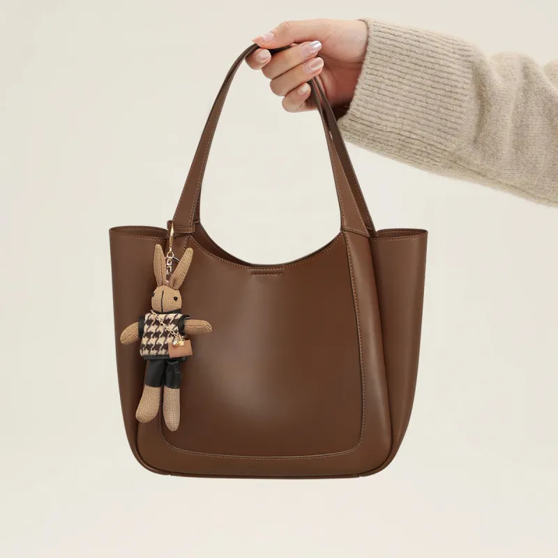 MILLIE'S Cow Leather Portable Underarm Shoulder Bag, Tote Bag, Shopping Bag Regular Women's Brown-1