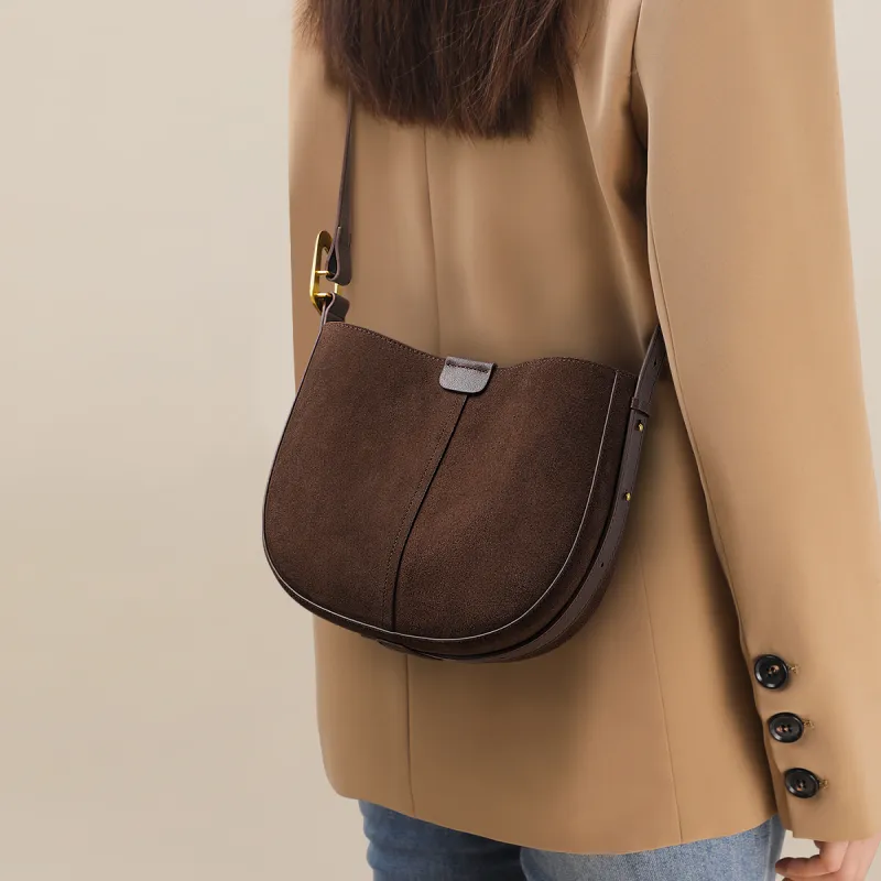 MILLIE'S Cow Leather Crossbody Bag Shoulder Bag Saddle Bag Regular Women's Coffee/Burgundy-1