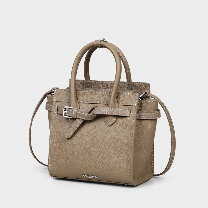 MILLIE'S Cow Leather With Synthetic Leather Handbag Regular Women's Ecru-9