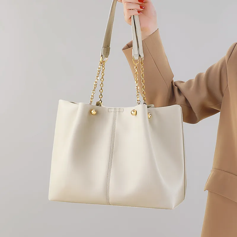 MILLIE'S Cow Leather Underarm Tote Bag, Shopping Bag, Handbag, Shoulder Bag Regular Women's Ecru-2