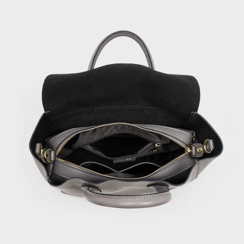 MILLIE'S Cow Leather Shoulder Bag, Crossbody Bag, Handbag, Tote Bag Regular Women's Gray-5