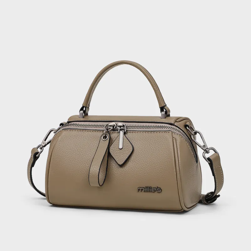 MILLIE'S Cow Leather Handbag, Shoulder Bag, Crossbody Bag, Boston Bag Regular Women's Black/Burgundy/Khaki-12