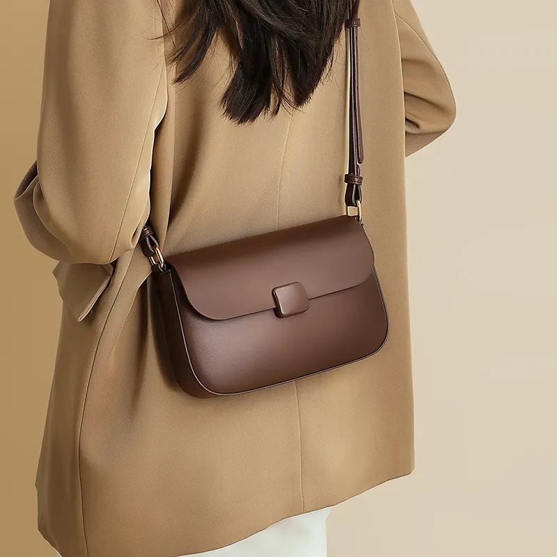 MILLIE'S Cow Leather Underarm Shoulder Bag, Crossbody Bag, Small Square Bag, Tofu Bag Regular Women's Brown-3