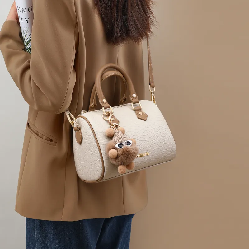 MILLIE'S Cow Leather Handbag, Shoulder Bag, Crossbody Bag Regular Women's Ecru & Apricot-1