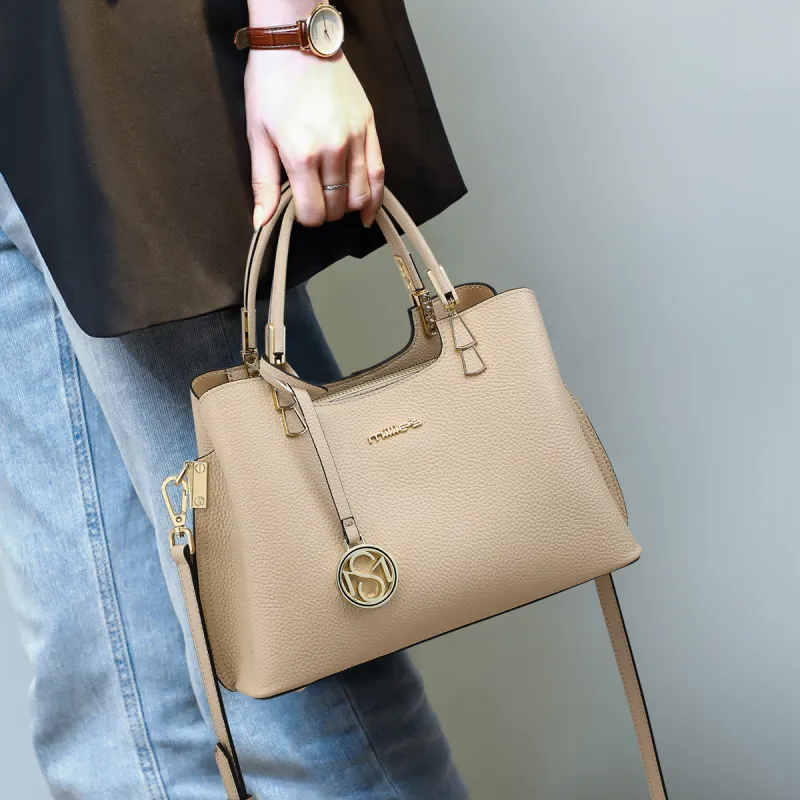 MILLIE'S Cow Leather Shoulder Bag, Crossbody Bag, Handbag Regular Women's Apricot-1