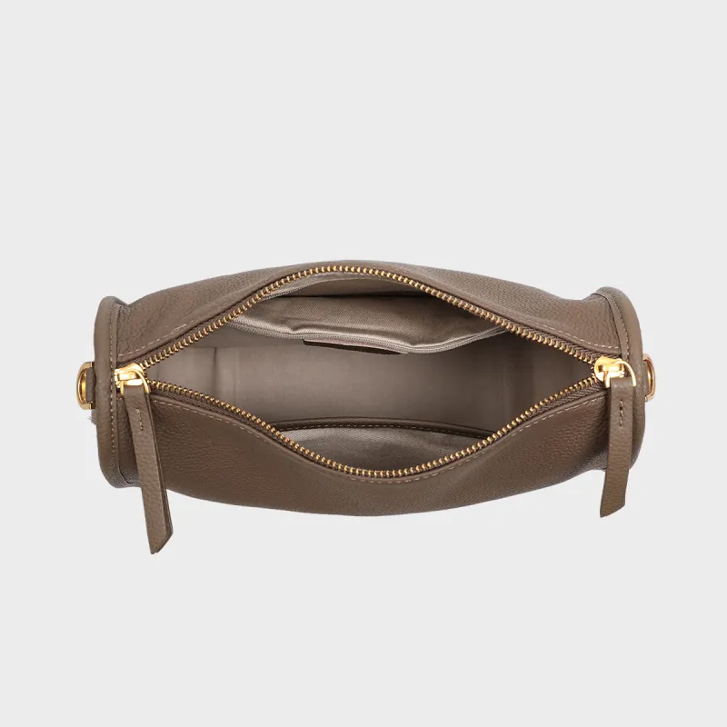 MILLIE'S Cow Leather Patchwork Synthetic Leather Shoulder Bag Regular Women's Chestnut/Cream Apricot-3