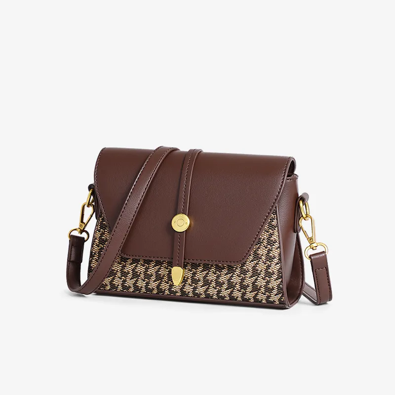 MILLIE'S Synthetic Leather, Textile Mosaic Crossbody Bag, Shoulder Bag Regular Women's Coffee-6