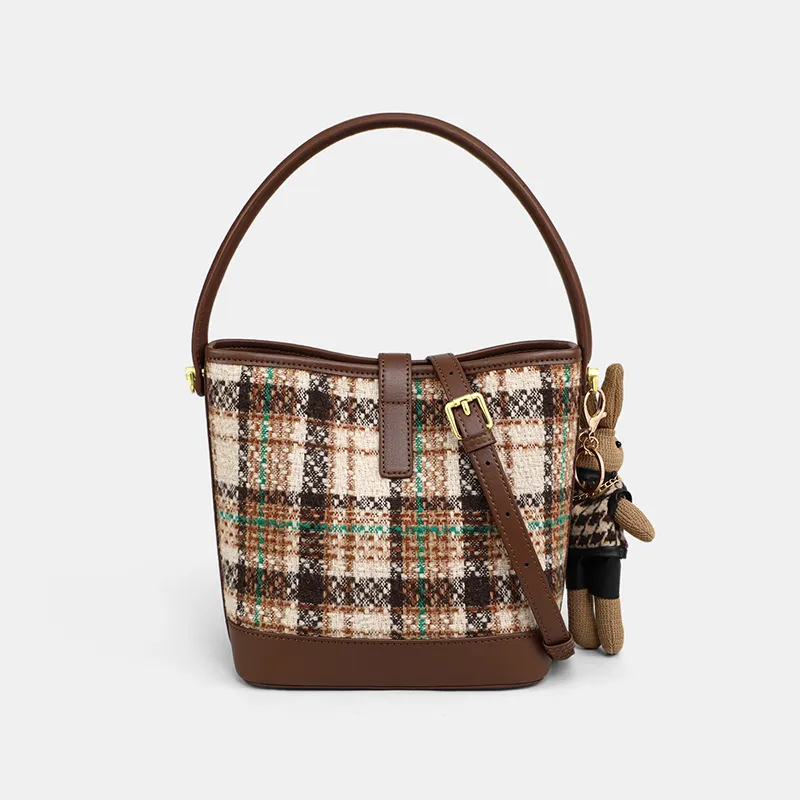 MILLIE'S Fabric, Synthetic Leather Handbag, Shoulder Bag, Crossbody Bag, Bucket Bag Regular Women's Coffee-4