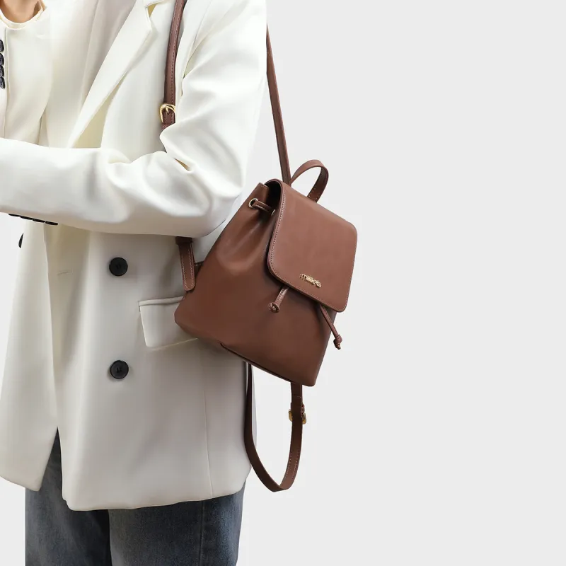 MILLIE'S Cow Leather With Synthetic Leather Backpack Women's Vintage Brown-1