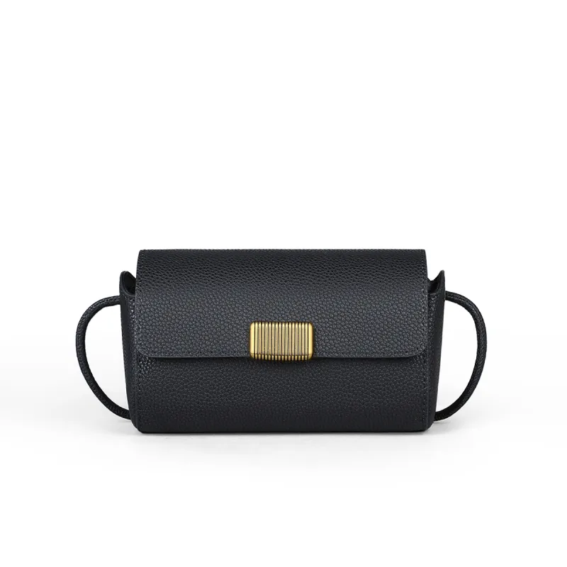 MILLIE'S Cow Leather Shoulder Bag, Crossbody Bag, Small Square Bag, Pillow Bag Regular Women's Black-2
