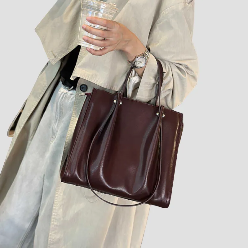 MILLIE'S Cow Leather Handbag, Shoulder Bag Regular Women's Wine Coffee-1