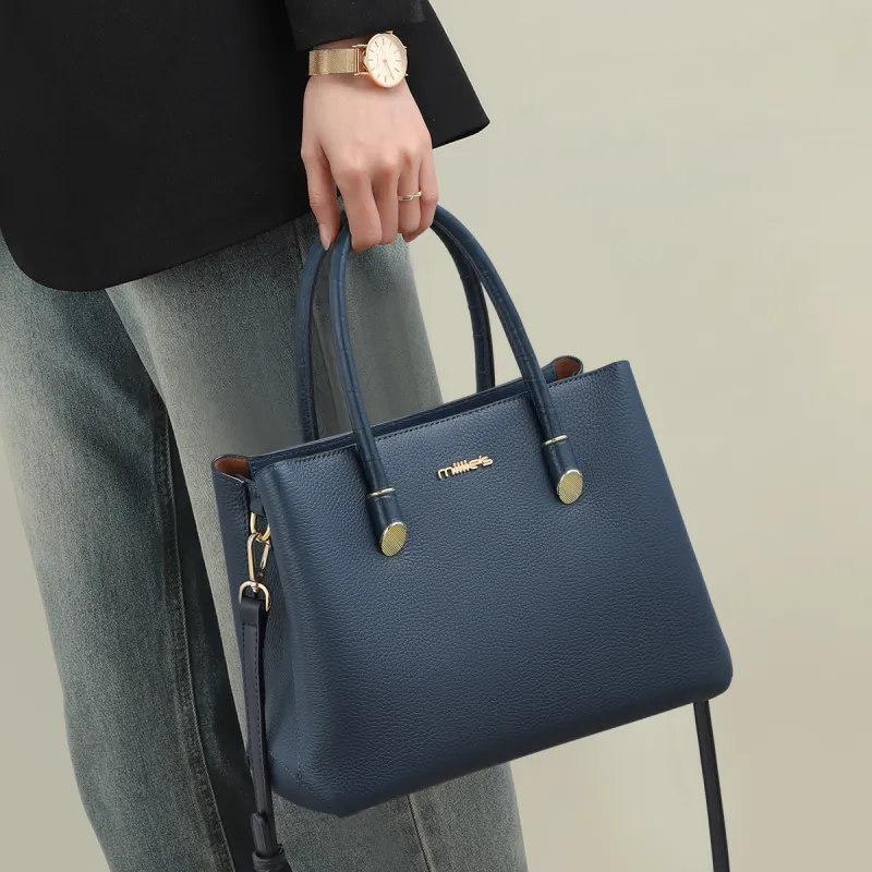 MILLIE'S Cow Leather Shoulder Bag Crossbody Bag Handbag Large Size Women's Dark Blue-1