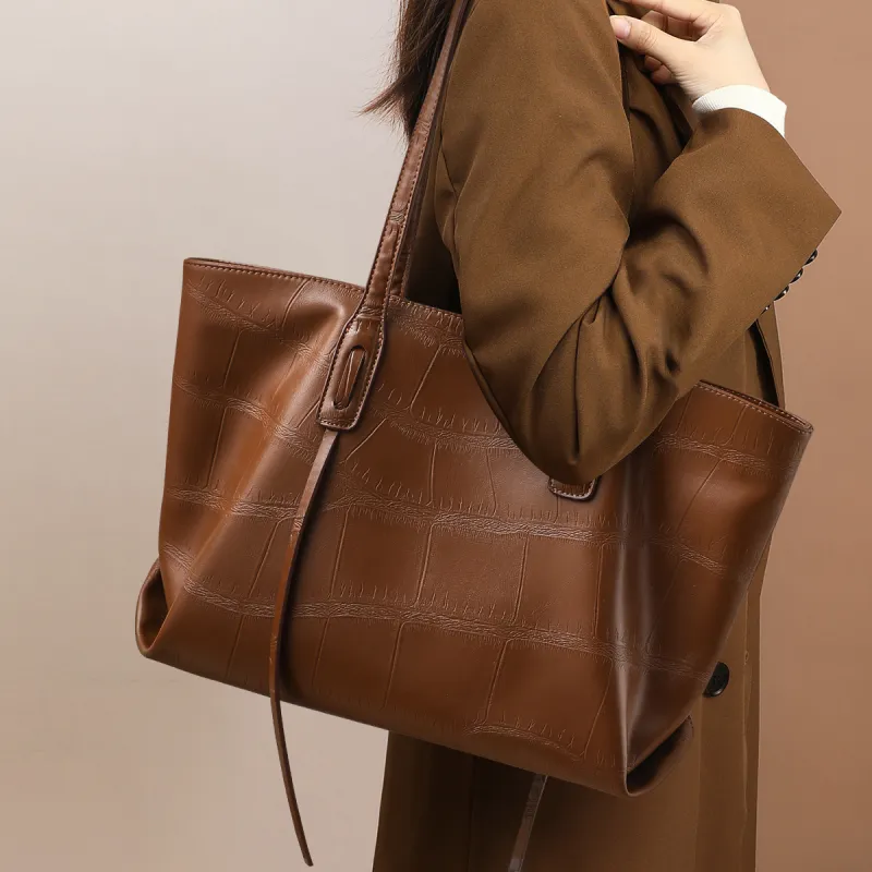 MILLIE'S Cow Leather Shoulder Bag Tote Shopping Bag Regular Women's Black/Dark Brown-7