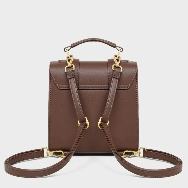 MILLIE'S Synthetic Leather Satchel Bag Backpack Regular Women's Coffee-4
