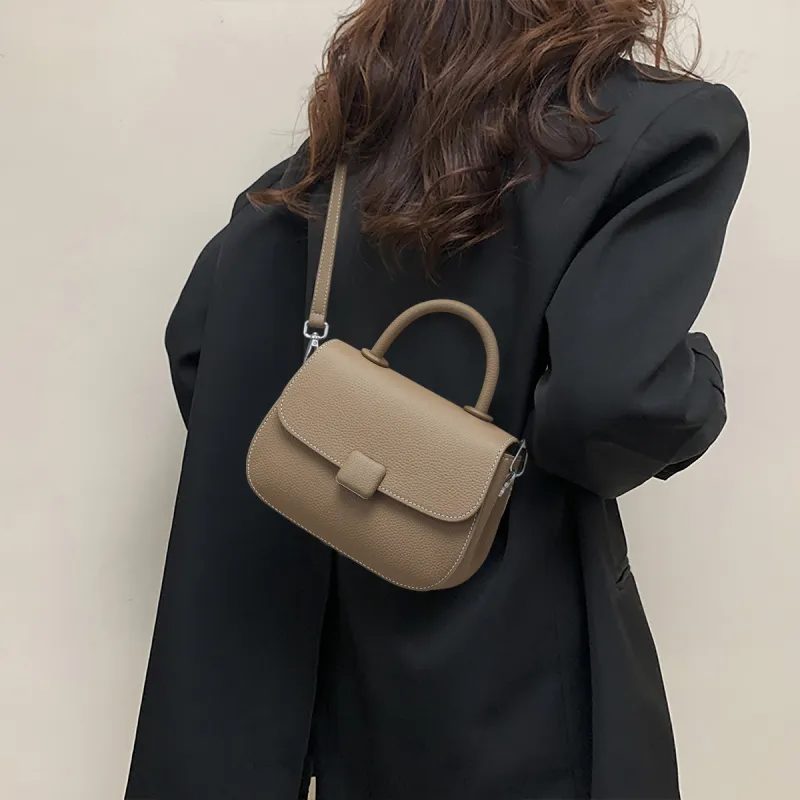 MILLIE'S Cow Leather Shoulder Bag, Crossbody Bag, Handbag Regular Women's Elephant Gray-5