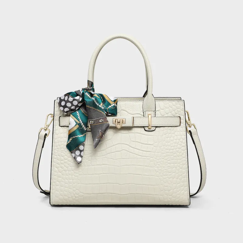 MILLIE'S Cow Leather Shoulder Bag, Crossbody Bag, Handbag Regular Women's White/Blue-3