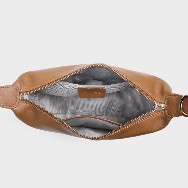 MILLIE'S Synthetic Leather Shoulder Bag Crossbody Bag Moon Shaped Dumpling Bag Regular Women's Caramel/Cream Apricot-5