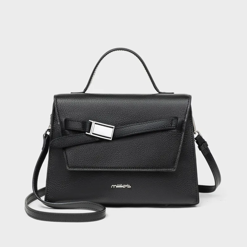 MILLIE'S Cow Leather Patchwork Synthetic Leather Handbags Shoulder Bag Crossbody Bag Regular Women's Gray/Black-12