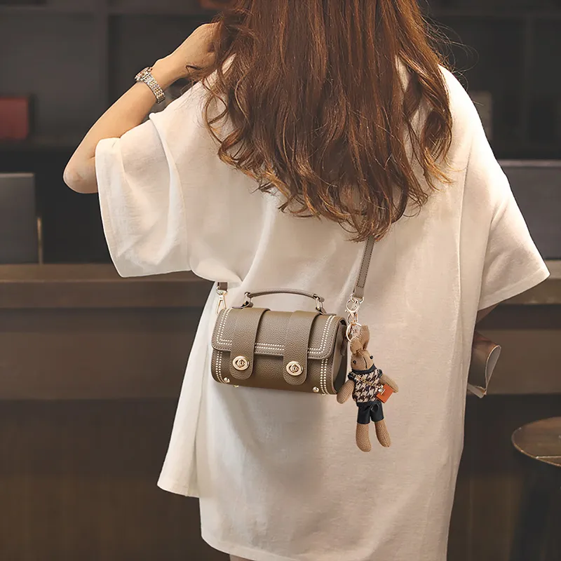 MILLIE'S Cow Leather Messenger Bag, Crossbody Handbag Regular Women's Elephant Gray-4