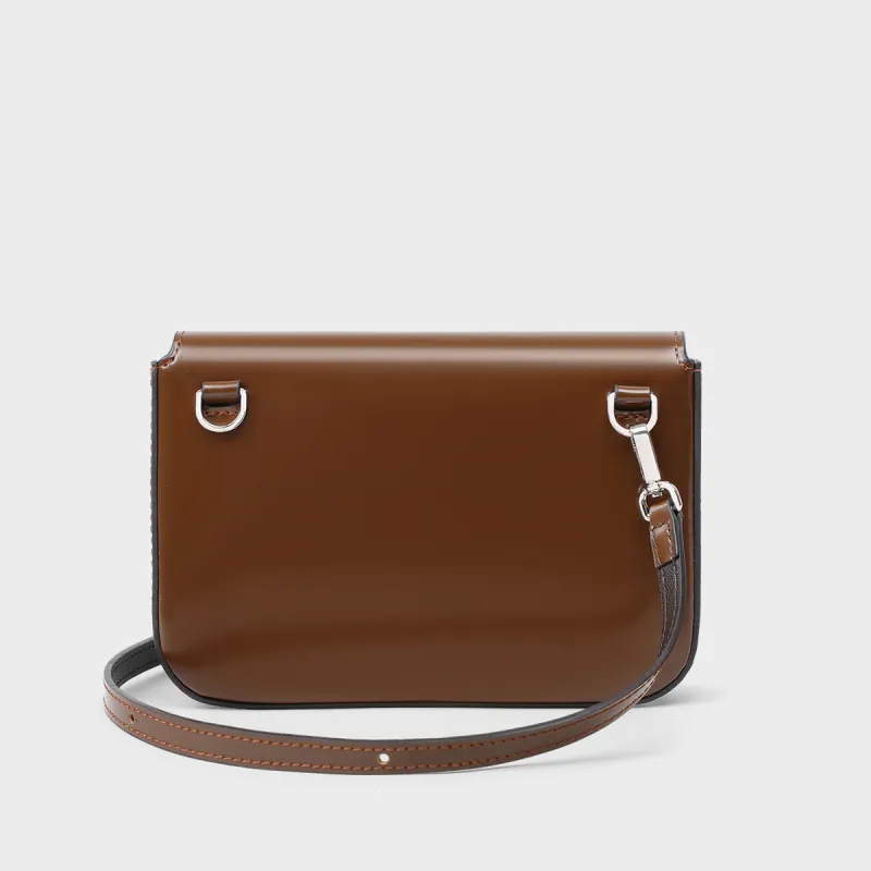 MILLIE'S Cow Leather With Synthetic Leather Shoulder Bag Tofu Bag Regular Women's Coffee/Black-4