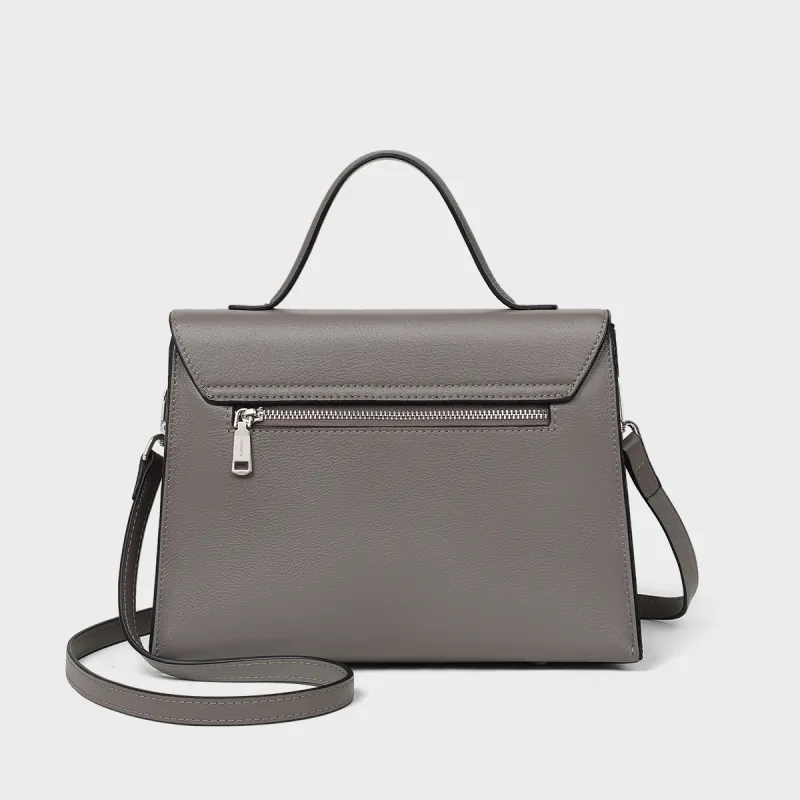 MILLIE'S Cow Leather Patchwork Synthetic Leather Handbags Shoulder Bag Crossbody Bag Regular Women's Gray/Black-5