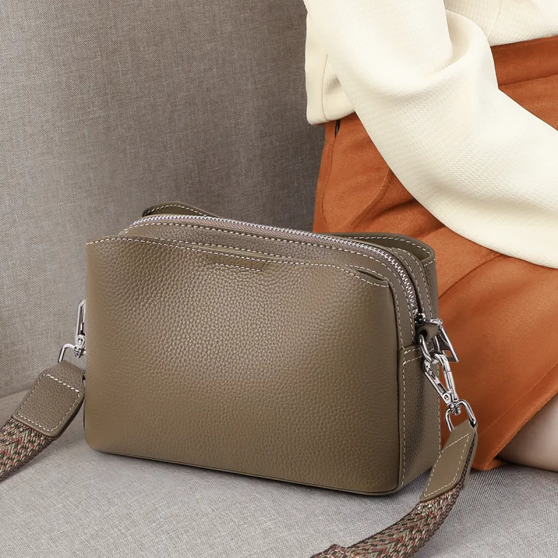 MILLIE'S Cow Leather Shoulder Bag, Crossbody Bag Regular Women's Elephant Gray-1