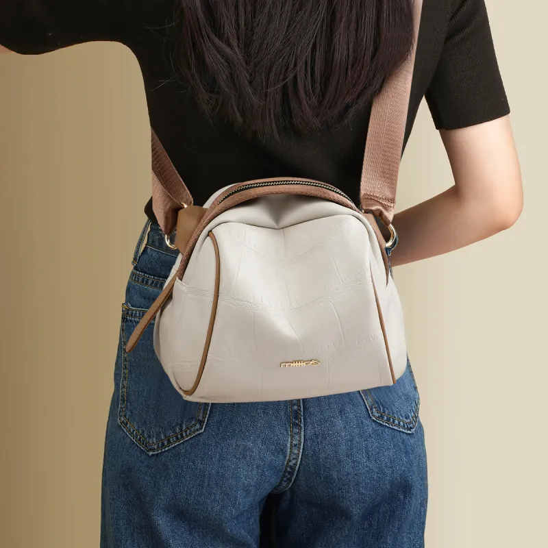 MILLIE'S Cow Leather With Synthetic Leather Shoulder Bag, Crossbody Bag, Dome Bag Regular Women's Ecru-1