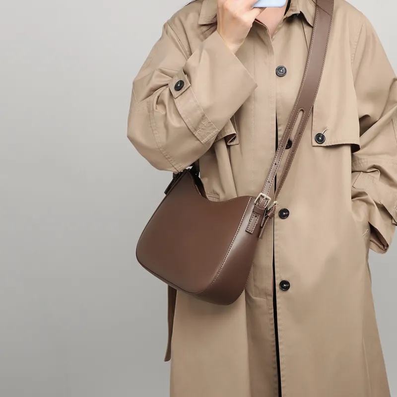 MILLIE'S Cow Leather Shoulder Bag, Crossbody Bag Regular Women's Coffee-3