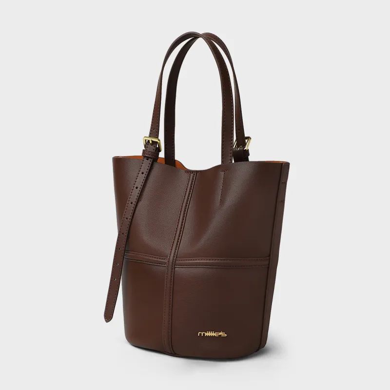 MILLIE'S Cow Leather Shoulder Bag Regular Women's Coffee/Cookie-2