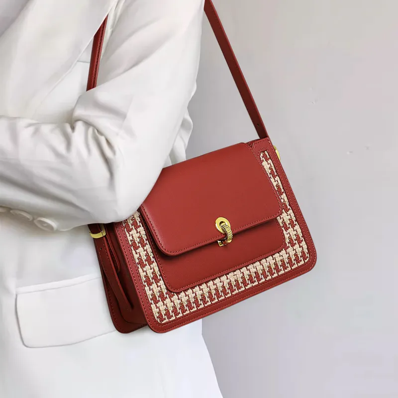 MILLIE'S Synthetic Leather Crossbody Shoulder Bag Small Square Bag Regular Women's Cherry Red-1