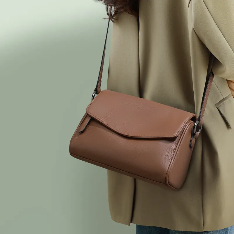 MILLIE'S Cow Leather Underarm Shoulder Bag, Crossbody Bag, Pillow Bag Women's Chocolates-1