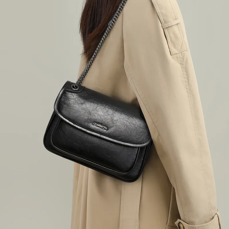 MILLIE'S Cow Leather With Synthetic Leather Underarm Shoulder Bag, Crossbody Bag Regular Women's Black-1
