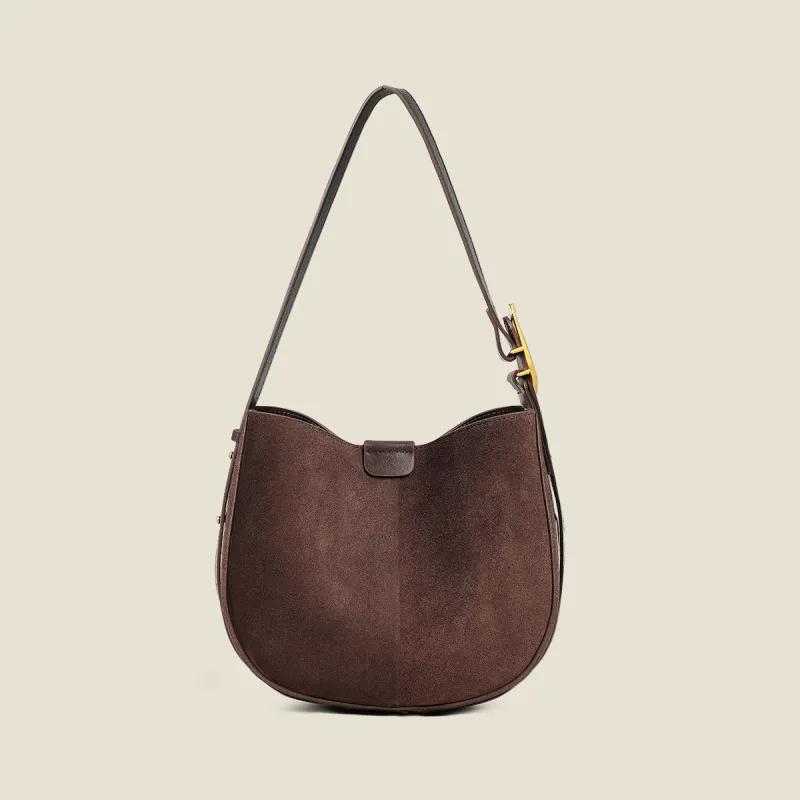 MILLIE'S Cow Leather Crossbody Bag Shoulder Bag Saddle Bag Regular Women's Coffee/Burgundy-4