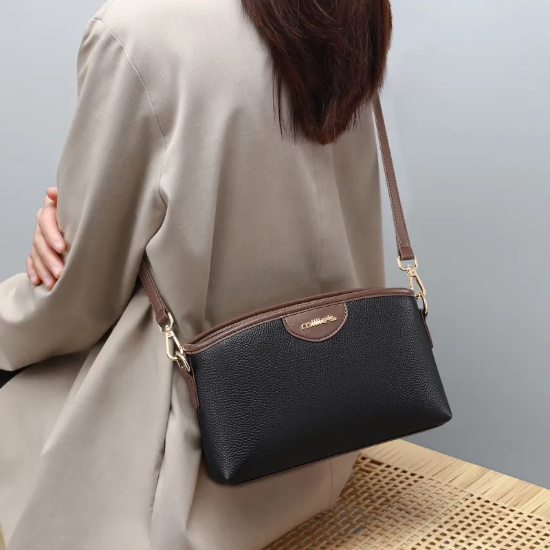 MILLIE'S Cow Leather With Synthetic Leather Crossbody Bag, Shoulder Bag Regular Women's Black-1