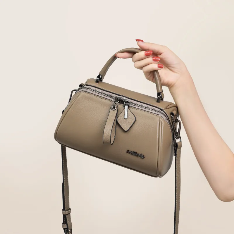 MILLIE'S Cow Leather Handbag, Shoulder Bag, Crossbody Bag, Boston Bag Regular Women's Black/Burgundy/Khaki-11