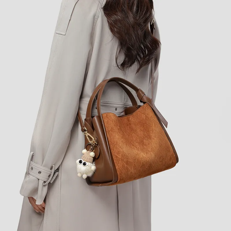 MILLIE'S Fabric, Synthetic Leather Shoulder Bag, Crossbody Bag, Handbag Regular Women's Brown-2