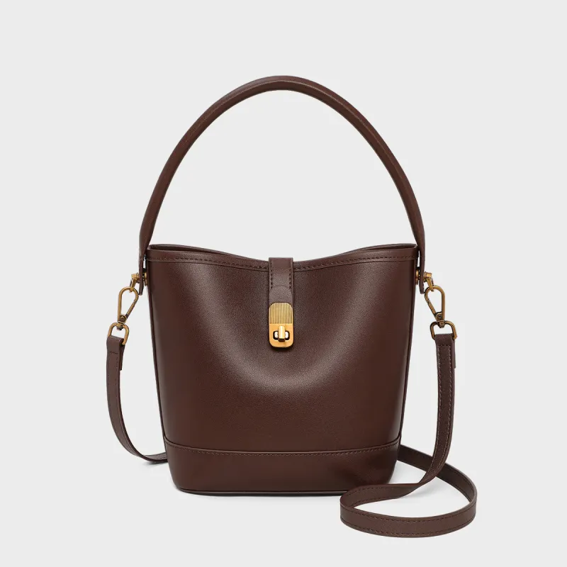MILLIE'S Cow Leather Shoulder Bag, Crossbody Bag, Handbag Regular Women's Pitch Black Coffee-6