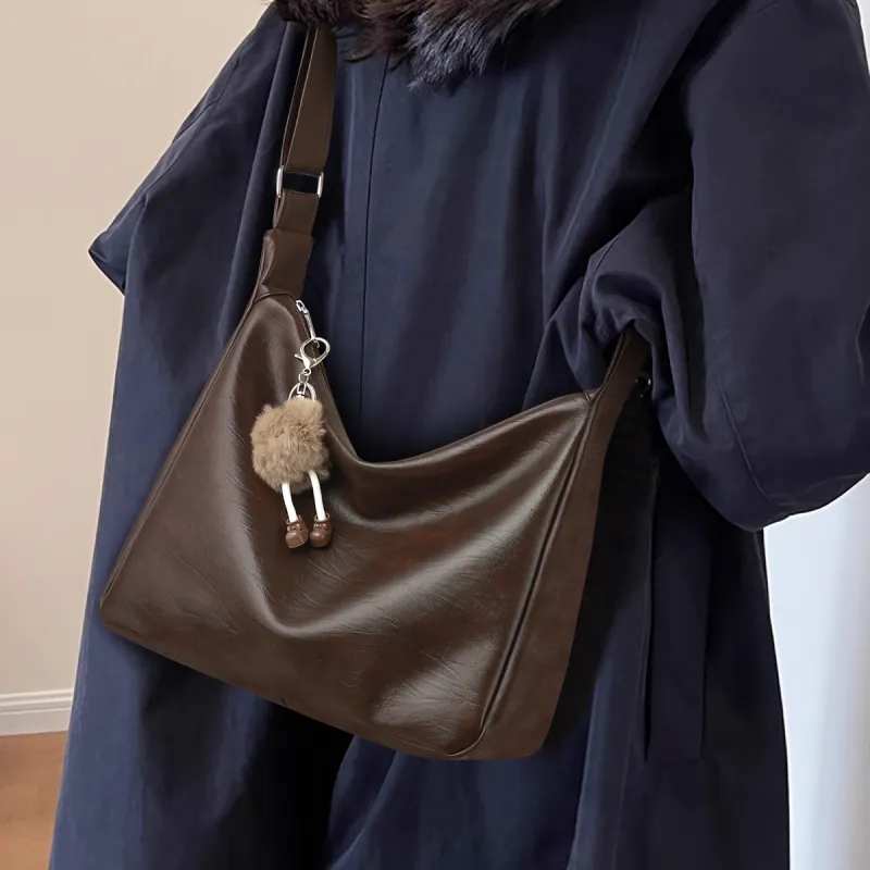 MILLIE'S Synthetic Leather Shoulder Bag Crossbody Bag Hobo Bag Regular Women's Coffee/Black-5