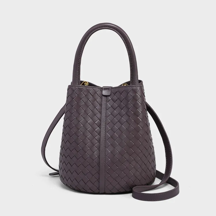 MILLIE'S Sheepskin Patchwork Leather Basket Bag, Handbag, Crossbody Bag, Shoulder Bag, Combo Bag Regular Women's Purple-1